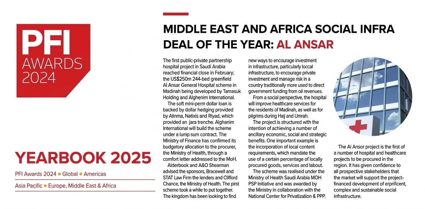 Alghanim International - Al Ansar Hospital PPP Wins Middle East & Africa Social Infrastructure Deal of the Year 2024 by Project Finance International (PFI)